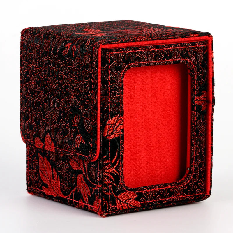 Deck Box - Black/Red Flowers